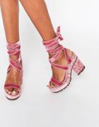 Asos Trixy Lace Up Heeled Sandals - Blush