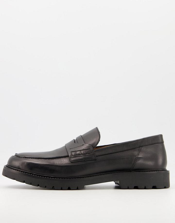 H By Hudson Brentwood Seam Chunky Loafers In Black
