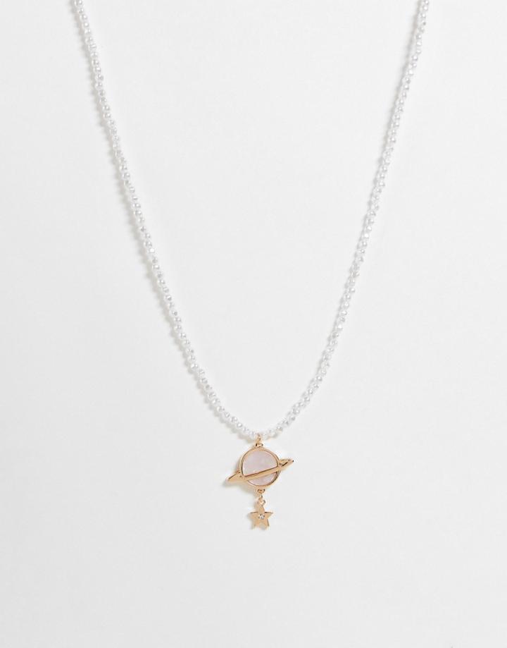 Reclaimed Vintage Inspired Unisex Out Of This World Pearl Necklace-multi
