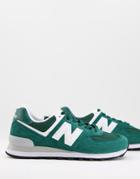 New Balance 574 Sneakers In Deep Green And White