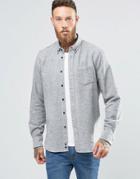 Penfield Ridgley Fleck Flannel Shirt Button In Regular Fit Brushed Cotton - Gray