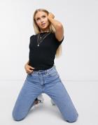 Asos Design Hourglass Slim Fit T-shirt In Clean Rib In Black
