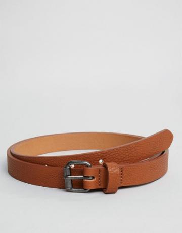 Asos Super Skinny Belt In Tan - Tan
