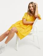 Y.a.s Ruffle Sleeve Smock Dress In Yellow