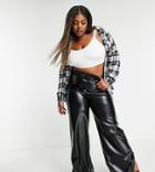 I Saw It First Plus Faux Leather Wide Leg Pants In Black