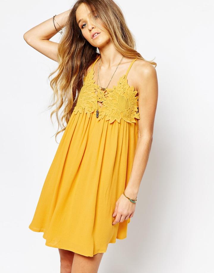 Kiss The Sky Lace Top Sun Dress - Yellow