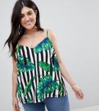 Asos Curve Printed Cami In Tropical Stripe - Multi