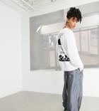 Collusion Oversized Long Sleeve T-shirt With Print In White