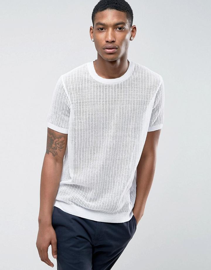 Asos Mesh T-shirt In White - White