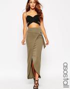 Asos Tall Maxi Skirt With D-ring - Black
