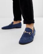 Office Lemming Bar Loafers In Navy Suede