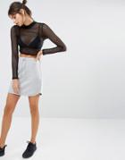 Missguided Drawstring Jersey Mini Skirt - Gray