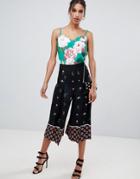 Ted Baker Kaytii Culottes In Florence Print - Black