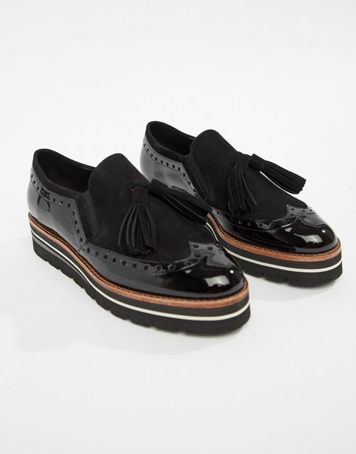 Dune London Glorya Black Suede Lace Up Flatform Shoes - Black