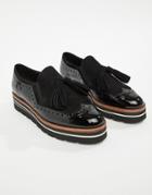 Dune London Glorya Black Suede Lace Up Flatform Shoes - Black