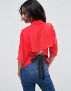 Asos Blouse With Tie Back Detail - Red