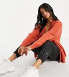 Threadbare Petite Michayla Oversized Cardigan In Ginger Spice-orange