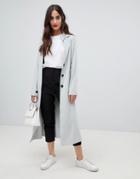 Y.a.s Ruched Sleeve Trench Coat - Gray