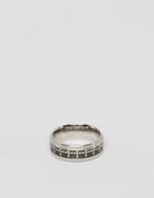 Seven London Patterned Band Ring In Black & Silver - Silver