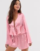 Asos Design Satin Mix & Match Blouse-pink