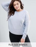 Brave Soul Plus Sweater With Cold Shoulder - Blue