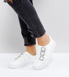 Asos Dee Wide Fit Buckle Sneakers - White