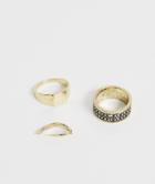 Asos Design Ring Pack In Burnished Gold - Gold