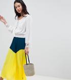 Boohoo Color Block Pleated Midi Skirt - Multi