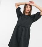 Vero Moda Tall Quilted Smock Dress With Puff Sleeves In Black