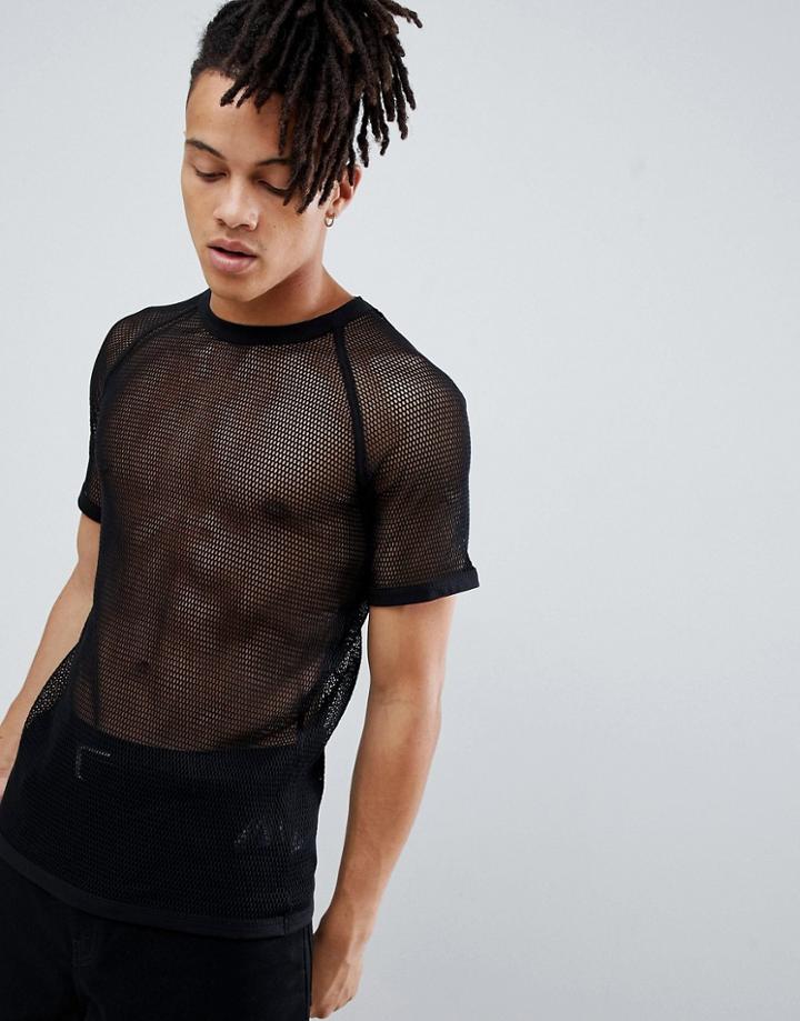 Weekday Liam Mesh T-shirt - Black