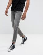Asos Skinny Jeans In Dark Gray With Abrasions - Gray