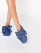 Asos Minnie Bow Detail Flat Shoes - Denim