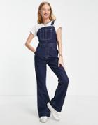 Topshop Joni Flare Denim Jumpsuit In Indigo-blue