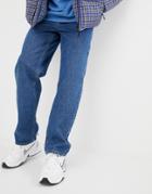 Asos Design Baggy Jeans In Washed Vintage Mid Wash - Blue