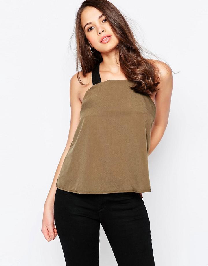 Ax Paris Elasticated Strap Cami - Khaki