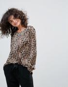 Vero Moda Brown Leopard Print Long Sleeve Top - Multi