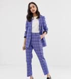 Miss Selfridge Tapered Pants In Blue Check