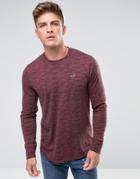 Hollister Long Sleeve Top Crew Icon Logo Slim Fit In Red Marl - Red