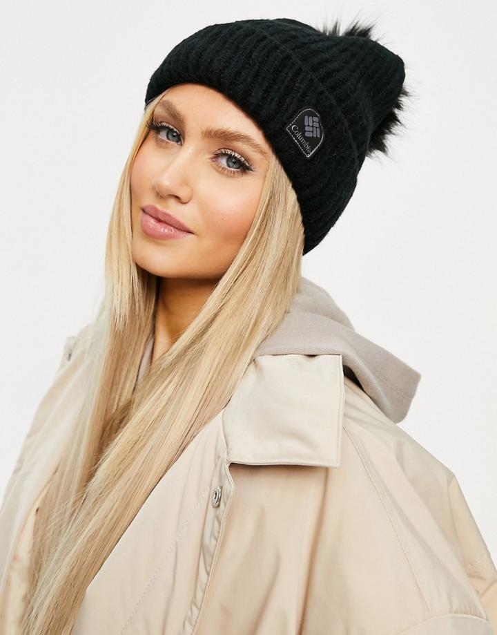 Columbia Winter Blur Pom Pom Beanie In Black