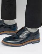 Base London Turner Leather Brogue Shoes - Navy