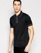 Original Penguin Heritage Slim Fit Polo Shirt With Tonal Piping Detail - Black