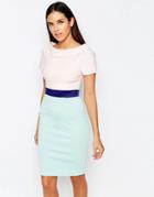 Vesper Brodie Contrast Skirt Pencil Dress With Waistband