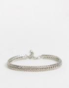 Asos Design Diamond Cut Chain Bracelet In Silver Tone