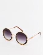Asos Round Sunglasses With Metal Sandwich And Copper Color Double Nose Bridge - Black