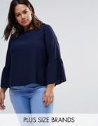 Closet Plus Blouse With Frill Sleeves - Navy