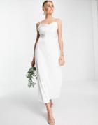 Vila Bridal Cami Maxi Dress With Cowl Neck In White Satin