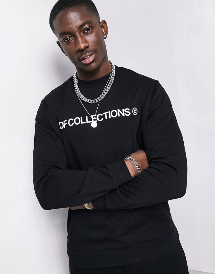 Asos Dark Future Sweatshirt In Black With Logo Print - Part Of A Set