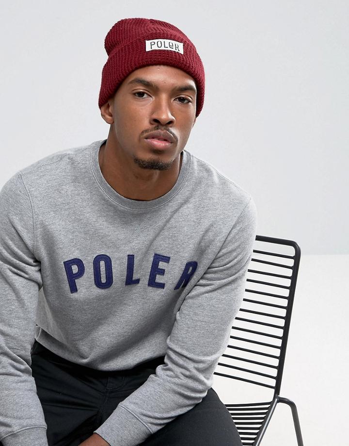 Poler Workerman Beanie In Berry - Red