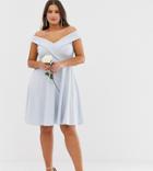 Club L Plus Bridesmaid Bardot Detail Skater Dress-blue