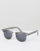 Asos Retro Sunglasses In Crystal Gray - Gray